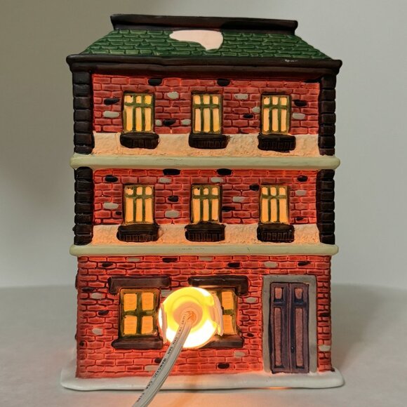 Vintage Holiday Expressions Illuminated Ceramic Schoolhouse Dual Stairs 7.5" - Picture 4 of 14